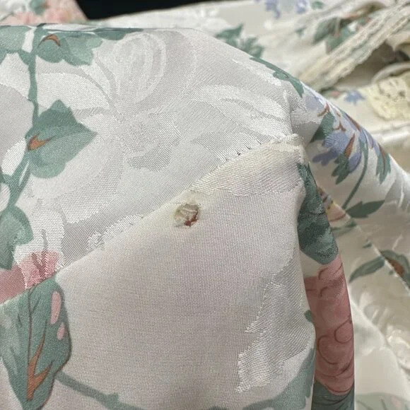 Vintage Nightgown Robe Set 1980s Dreamtime USA Floral Lace Trim Pastel Med? READ - Picture 9 of 10